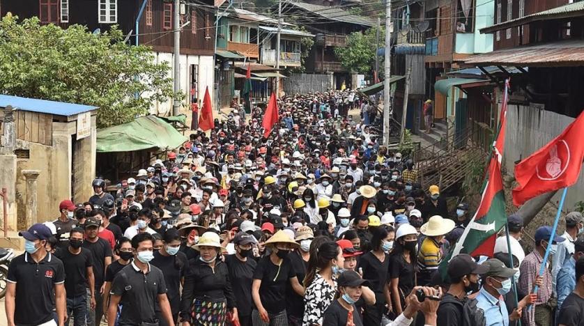 Thousands Rally Against Myanmar Junta, Calling for 'Spring Revolution'