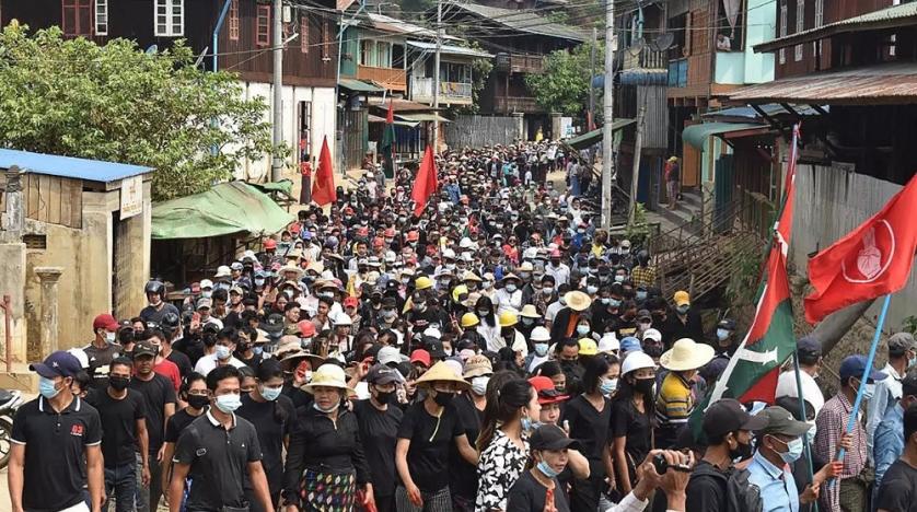 Thousands Rally Against Myanmar Junta, Calling for 'Spring Revolution'