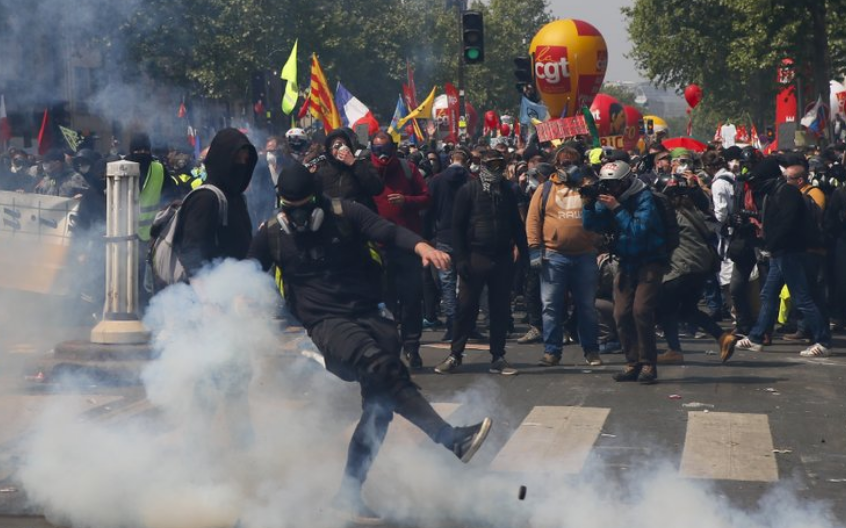 French police clash with May Day protesters on Paris streets